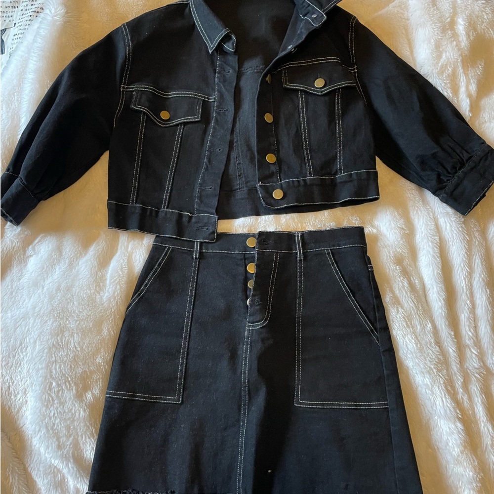 Skirt & jacket jean set